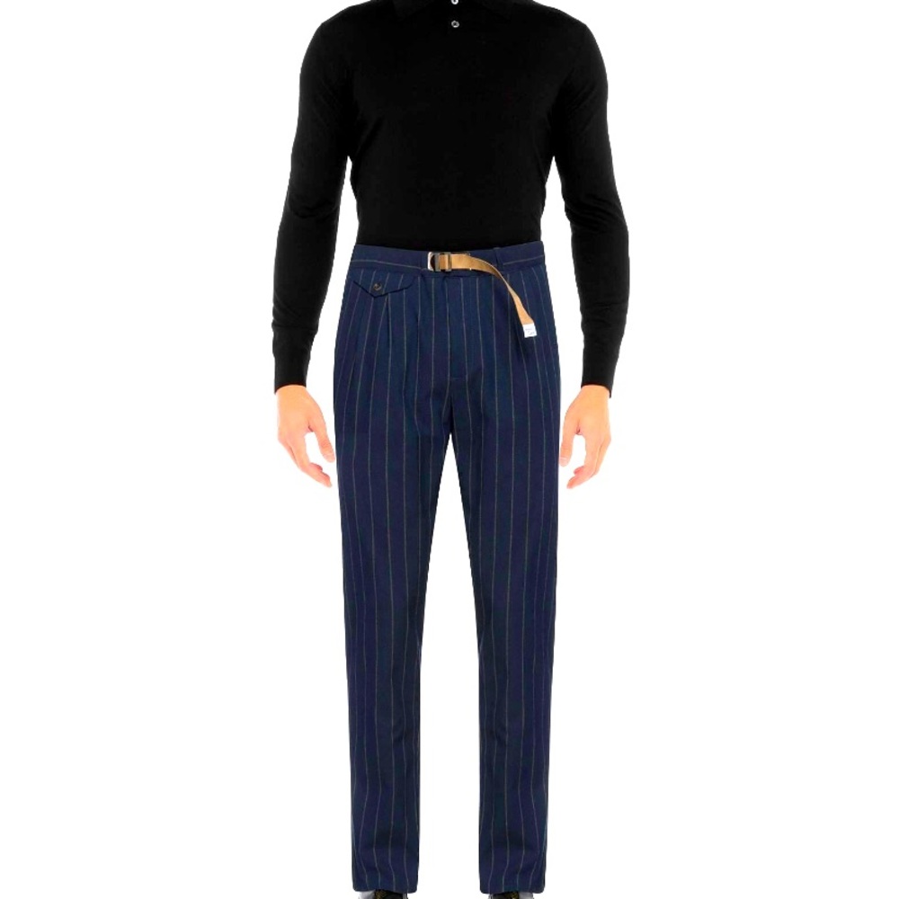 White Sand Navy Blue Pinstripe Pants Amazing quality Sz L 32-34 from YOOX